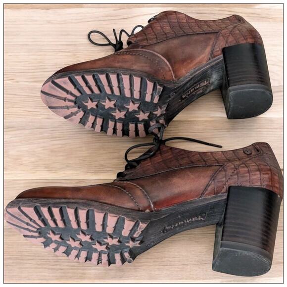 Brown Leather TAMARIS Lace Up Oxford Style Crocodile Print Derby Shoes Size 5.5 - Picture 6 of 6